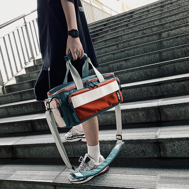 ins functions tooling wind single shoulder diagrammed satchel casual hand satchel bump color trend nylon cloth camera bag male and female