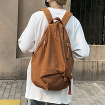 Double épaule sac homme lavé toile Japon-ROK small crowdpack pure couleur retro high level high level high capacity students school bag mens bag