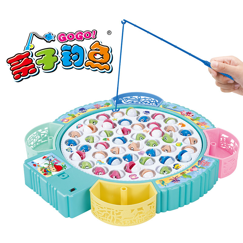 Children's electric rotary music phishing toys Puzzle Early Teaching Table Games Parent-child Interaction Big Fishing Disc Toys