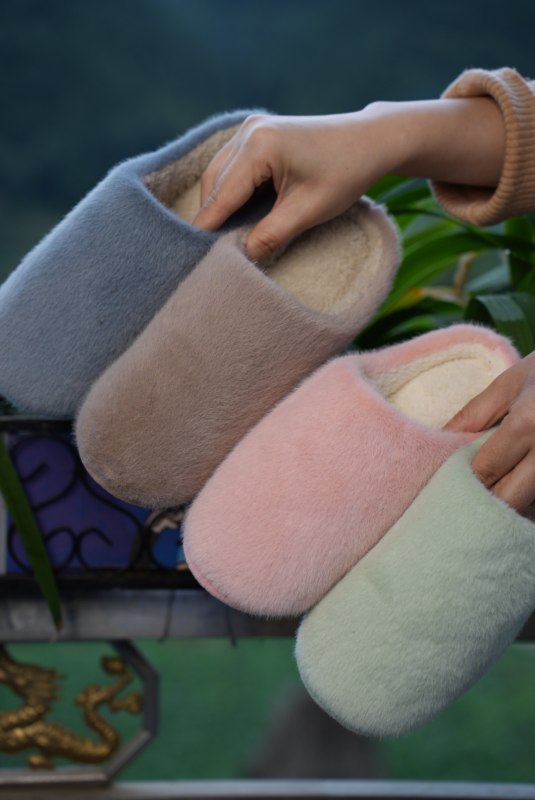 Semi-Finished Winter Slipper Uppers (Without Soles) Indoor Shoes New Style Jade Rabbit Velvet Silent Slippers Plain Color