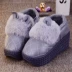 Giày mùa đông 2018 mới với giày cotton nữ sang trọng nhà dày dép bông không thấm nước da ấm tháng sandal nữ đế thấp Dép