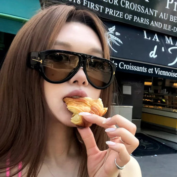 European and American Retro Large-Frame Sunglasses for Women, High-End Trendy Street Style, Slimming and Stylish Sunglasses for Men