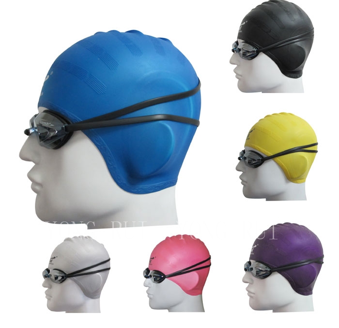 Fashion men and women adult silicone swimming diving cap anti-ear water ear protector hat ladies long hair swimming water equipment