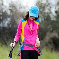 Outdoor quick-drying clothes womens long sleeve quick-drying T-shirt Mountaineering Sports stand collar breathable sunscreen quick-drying clothes Spring and Autumn