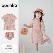 Childrens Chinese style dress summer dress girls improved cheongsam dress baby girls birthday one-year-old dress fashionable skirt