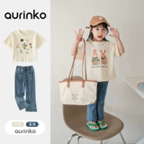 Детская футболка с коротким рукавом, милая хлопковая летняя одежда для отдыха, детская одежда, в западном стиле