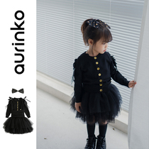 Girl dress spring and autumn childrens black vest dress foreign autumn dress female baby skirt Princess young child child