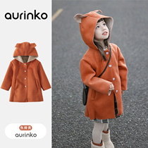 Girls woolen coats childrens autumn and winter woolen coats little girls thickened coats baby girls woolen style warm clothes