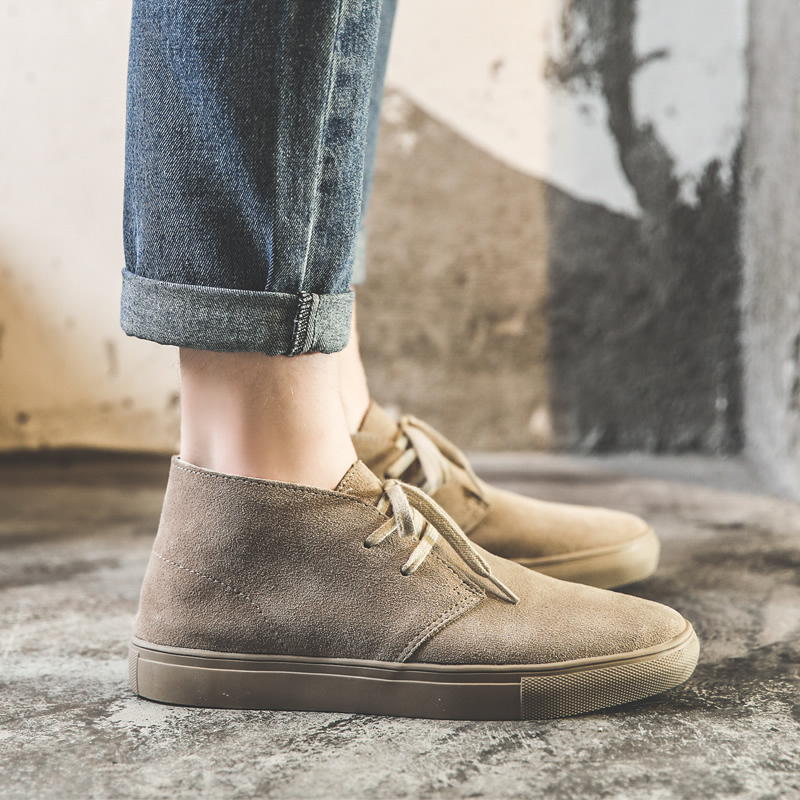 Martin Boots for Men, Spring and Summer Short Boots, Men's Boots, Leather Retro High-Top Shoes, Sneakers, British Style Mid-Top Desert Boots, Trendy