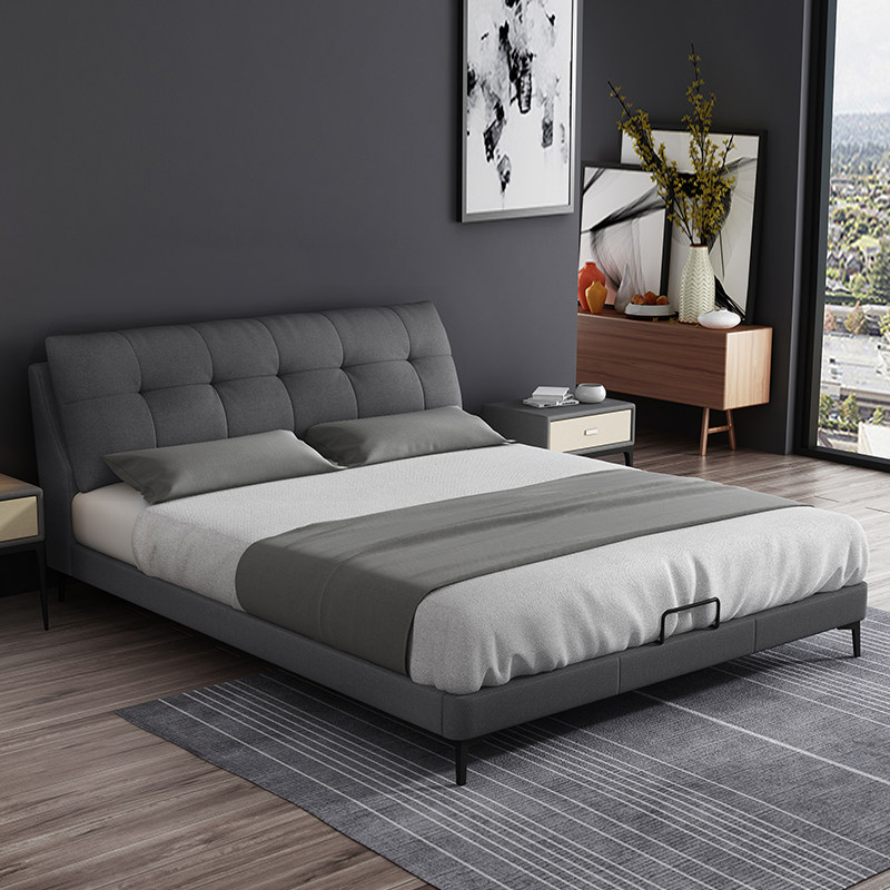Modern minimalist fabric bed removable and washable double 1 8 double bed 2 meters 2 2 master bedroom 2 4 meters widened high foot Italian bed