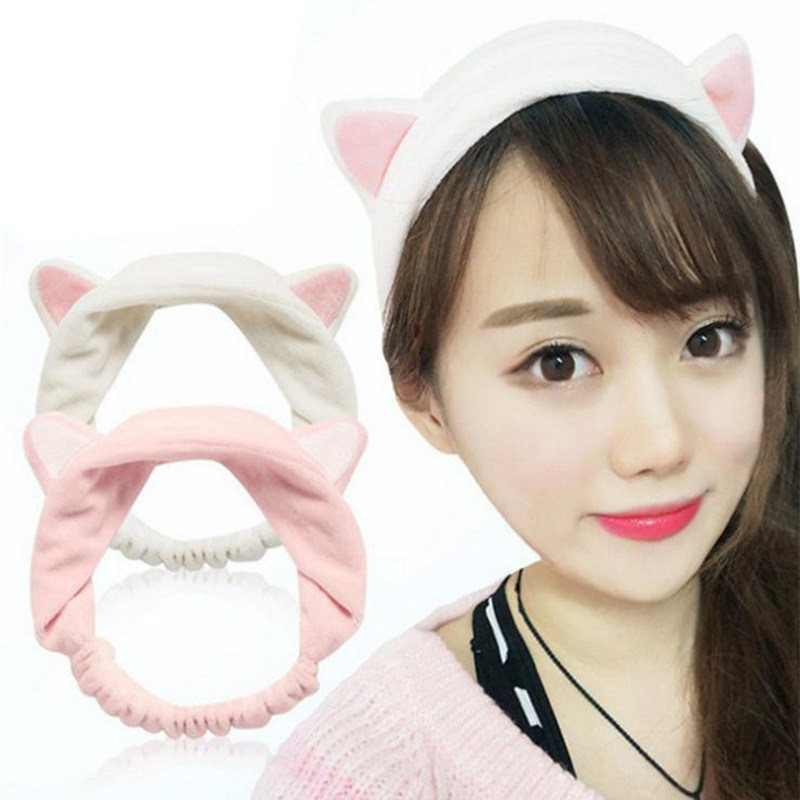 Cute Cat Ears Bouquet With Creative Girls Wash Hair Stirrup Plush Soft Tightness Stretch Hair Accessories Bath Accessories 