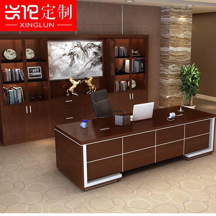 Office Furniture New Boss Table High-grade Atmosphere Walnut Large Class Table General Table Office Tables and Chairs