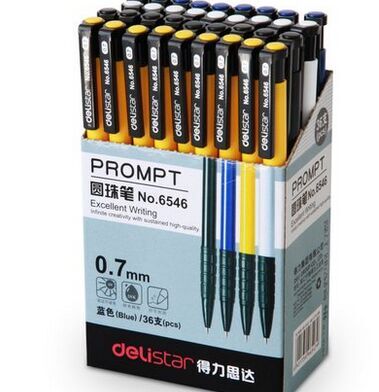 36 Loaded Right-hand Ball Pen Office Stationery Supplies 6546 Original Beads Pen Blue Oil Pen Wholesale