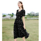 ເຄື່ອງນຸ່ງຜູ້ຍິງ betu 2024 summer new embroidered V-neck retro high-waist slim mid-length dress