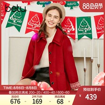 Betu Baitu 2020 winter new woolen coat womens red short Korean fashion woolen coat small man