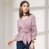 Trăm bản đồ xuân 2018 đại học mới áo gió cổ chữ V sọc nữ tay áo bảy điểm là áo mỏng 1802T28 áo voan hoa nhí Mùa xuân