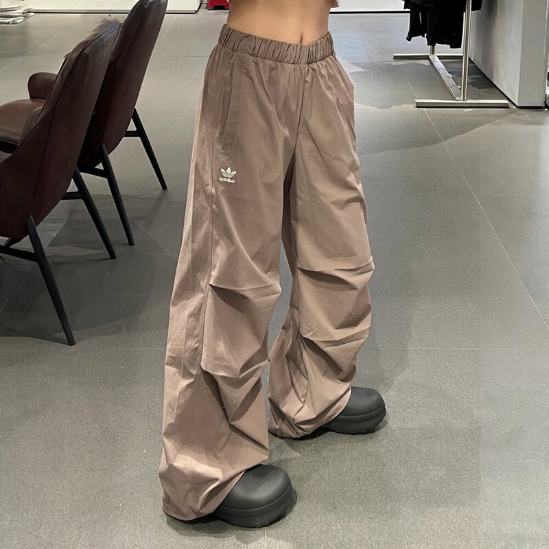 Adidas Trefoil Women's Pants Fashionable Drawstring Jogger Parachute Pants Loose Sports Trousers Jd0783