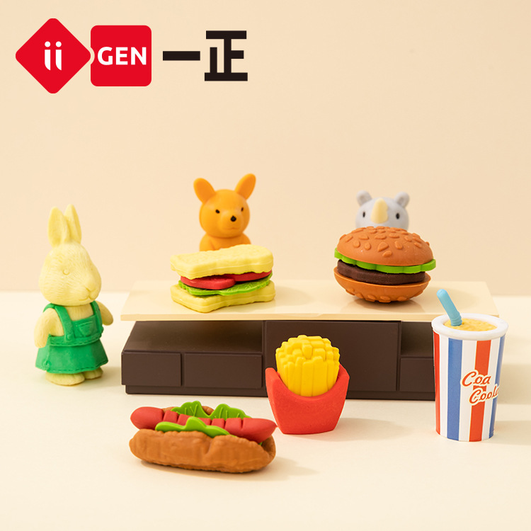 One Positive Stationery West Style Refreshment Food Erasable Erasable for Primary School Students can be torn down to assemble interesting rubber Gift-Taobao