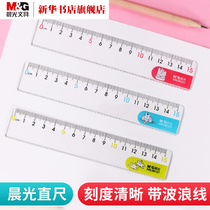 Chenguang stationery ruler with wavy line primary school students 15cm20cm ruler set multi-functional drawing transparent plastic ruler protractor triangle plate