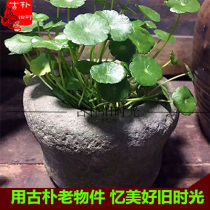 Special Price old stone mortar creative ashtray small green stone flower pot small stone bowl stone stone trough old object