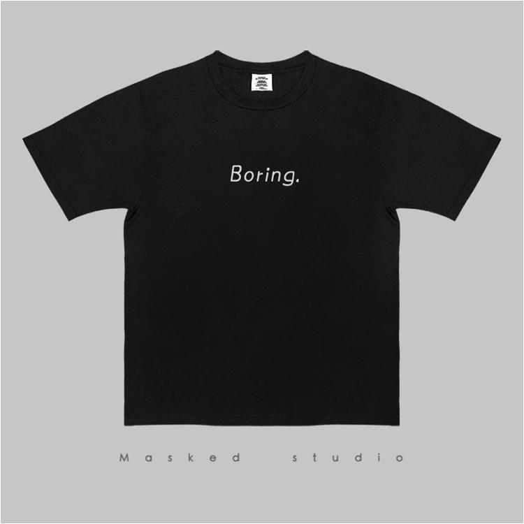 Boring无趣夏短袖t恤男女情侣文字印花TEE简约宽松学生半袖打底衫