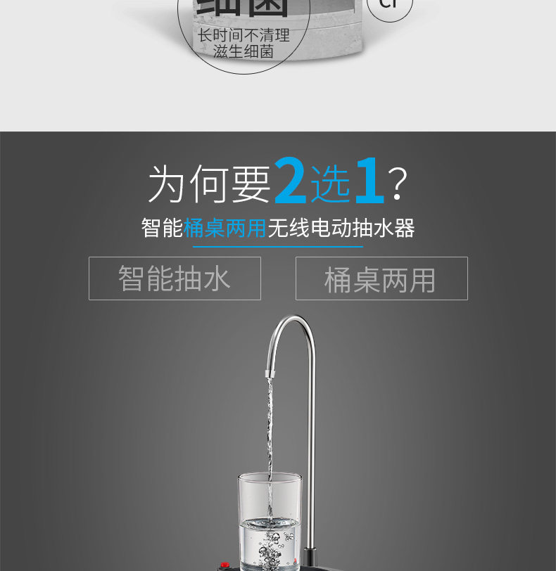一键出水/无线使用,美能迪桶装水电动抽水器39元