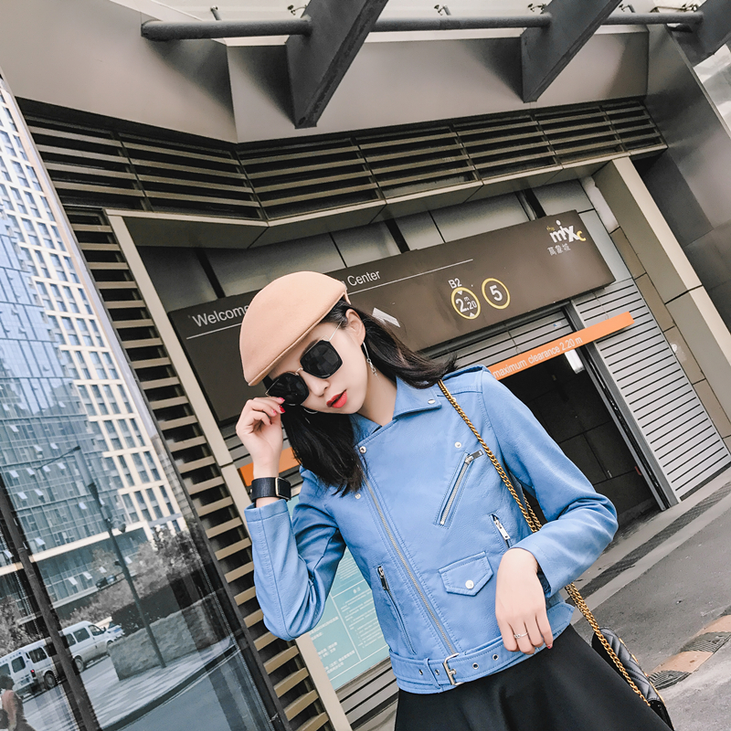 Da phụ nữ áo khoác Hàn Quốc phiên bản của lỏng mùa xuân và mùa thu da xe gắn máy áo khoác kích thước lớn ngắn PU da áo khoác da nhỏ áo da zara nữ chính hàng