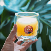  Panda glass 200ml small double-layer creative animal heat-resistant Korean version of cute milk cup cat claw cup female