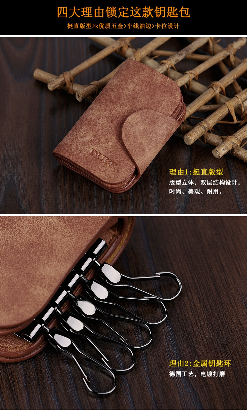 Túi da nữ đa chức năng đơn giản hộ gia đình nam túi khóa hai lớp thẻ sáng tạo mini dung lượng lớn ví móc khóa lv