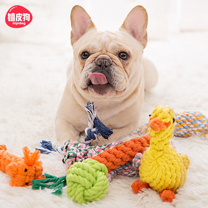 Dog bite rope knot weaving toy golden retriever molar pet cat dog bully dog ​​teddy bite resistant puppy carrot