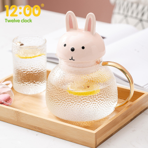 耐高温玻璃锤纹凉水壶水杯套装