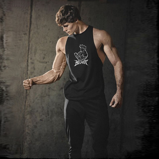 Fitness sports vest men's quick-drying muscle strength training loose waistcoat basketball clothing sleeveless personality trendy iron style