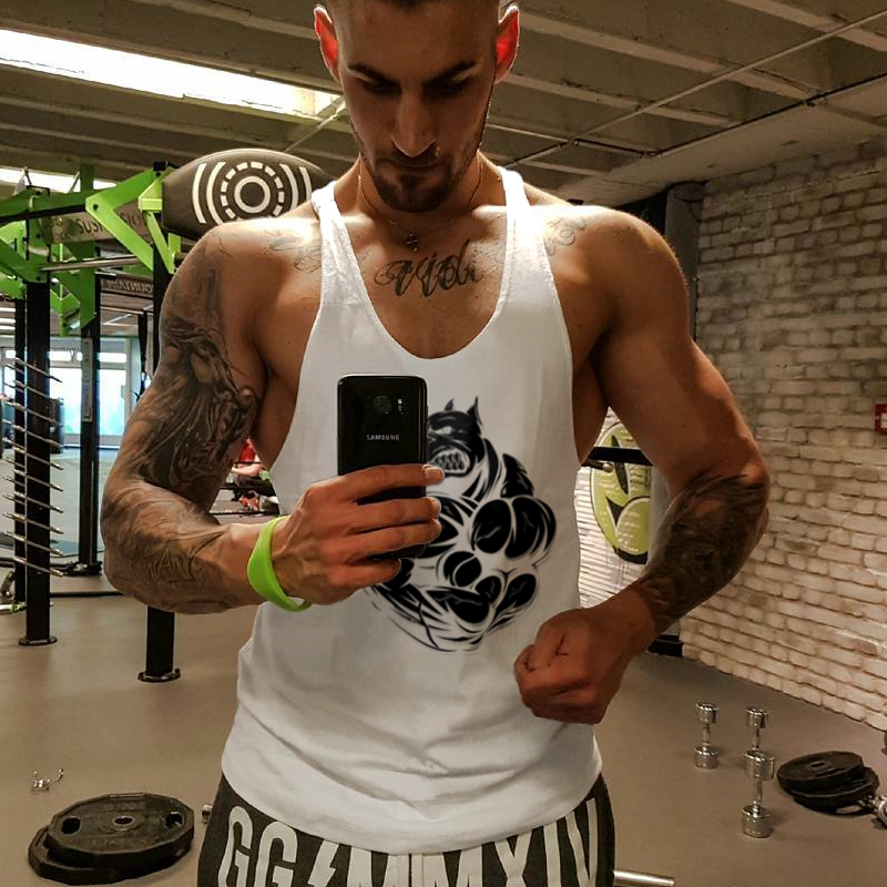 Mới cơ bắp kiểu thể dục vest nam từ loose-fitting sling bông con chó mô hình bodybuilding thể thao bóng rổ chạy mồ hôi