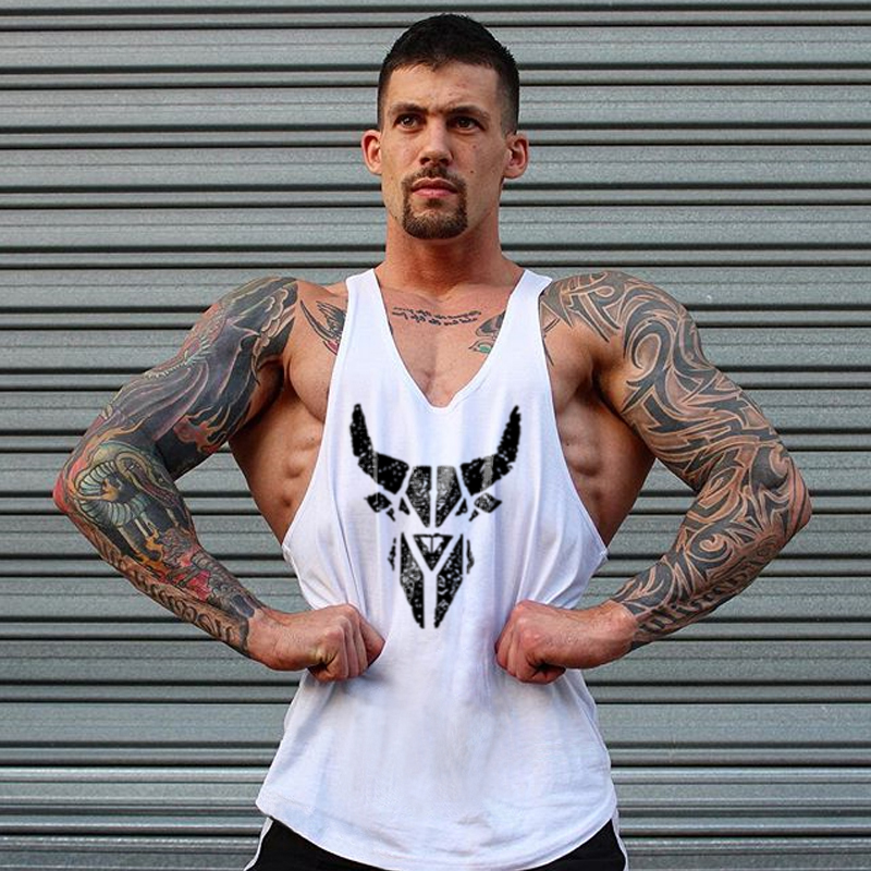 Người đàn ông cơ bắp thể dục thể thao lỏng lẻo vest thể hình đào tạo từ sling trở ngại bông thấm mồ hôi hấp thụ thấp ngực rò rỉ trở lại ao ba lo nam