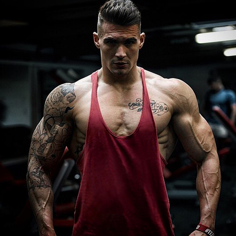 thể dục lỏng cơ bắp kiểu nam vest từ sling vận động bodybuilding đào tạo vest mẫu mồ hôi hấp thụ châu Âu và xu hướng Mỹ