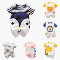 Newborn Cartoon Foreign Air Conjoined Clothes Baby Baby Summer Han Edition Thin summer clothing Breathable Bag Fart Khaclothes