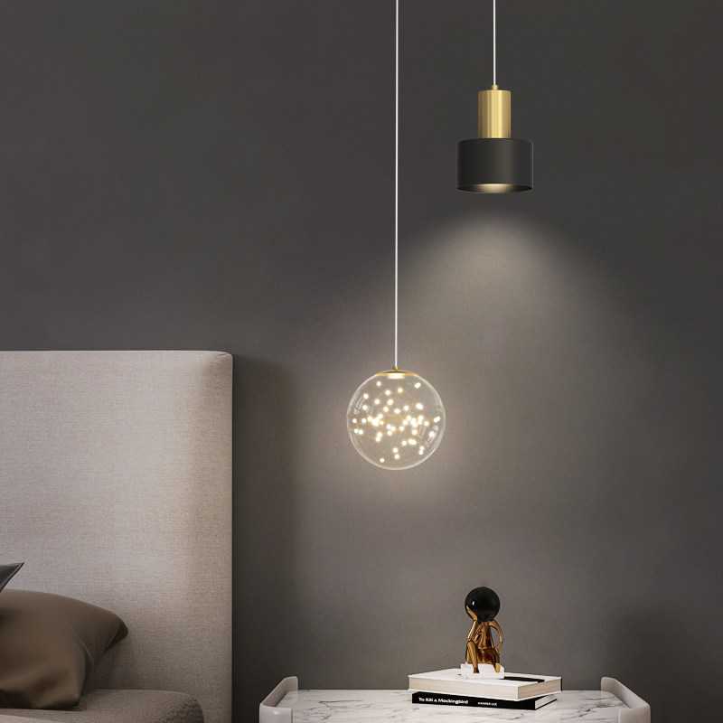 Nordic light luxury bedhead small chandelier modern minimalist creative double-headed gypsophila bedroom long line net red minimalist chandelier