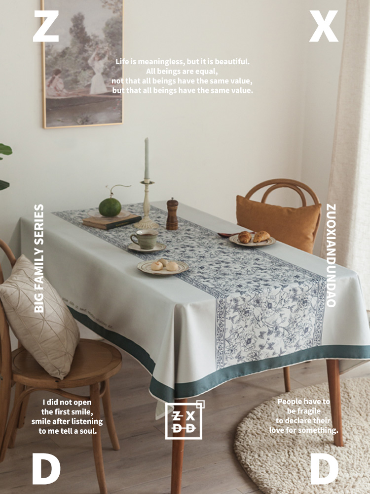 Zuoxian Dundao black and white romantic series European flannelette ins waterproof tablecloth tablecloth tablecloth simple coffee table tablecloth
