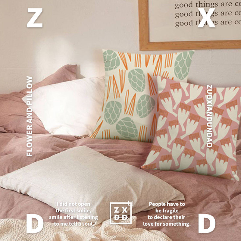 Left Salty Jordan Road Broken Flowers in Pillow Days Style Retro Flannel Sofa Cushions Home Living Room Dorm Room Rental Decorations