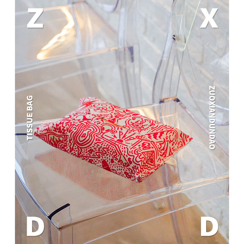 ROXIE × Left Ham Dun Road Paper Towel Pack Car Paper Towel Storage Bag Wall Hanging Portable Carry-on Fabric Paper Towel Set