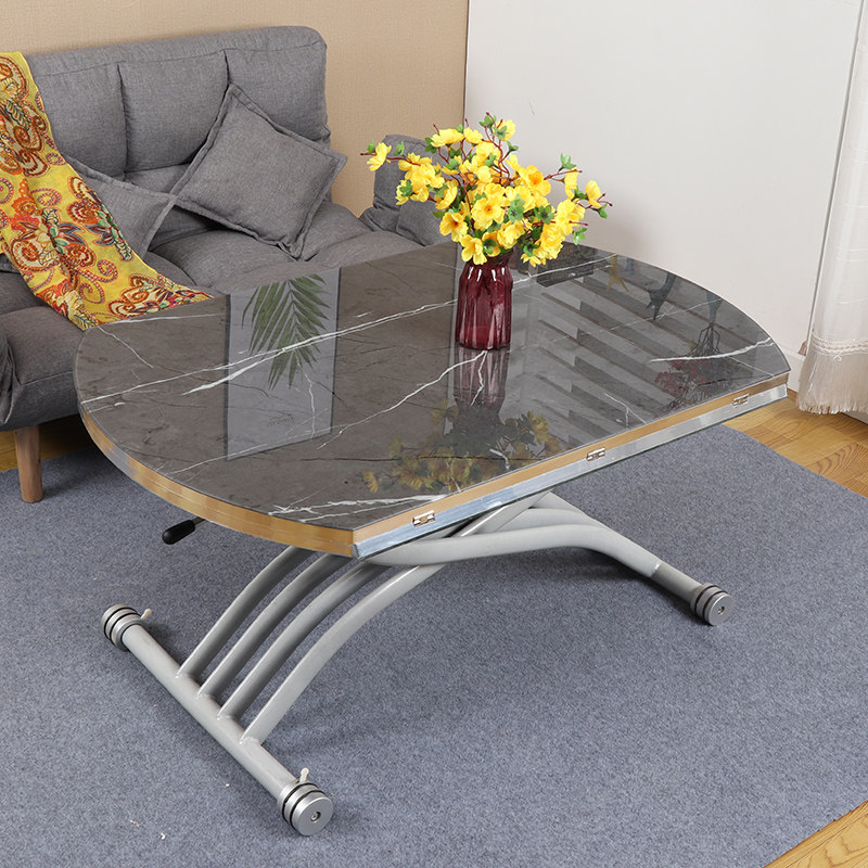 Versatile folding and lifting tea table integrated dual-use tea table dining table net red living room lifting table minimalist around small family