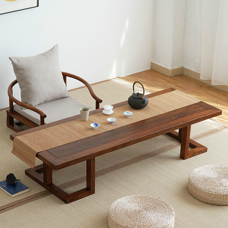 Chinese Solid Wood Tea Table Long Strip Table Tatami Tea Table Day Style Short table Dwarf Table Kang Table Elm Table Elm Tea Table Zen