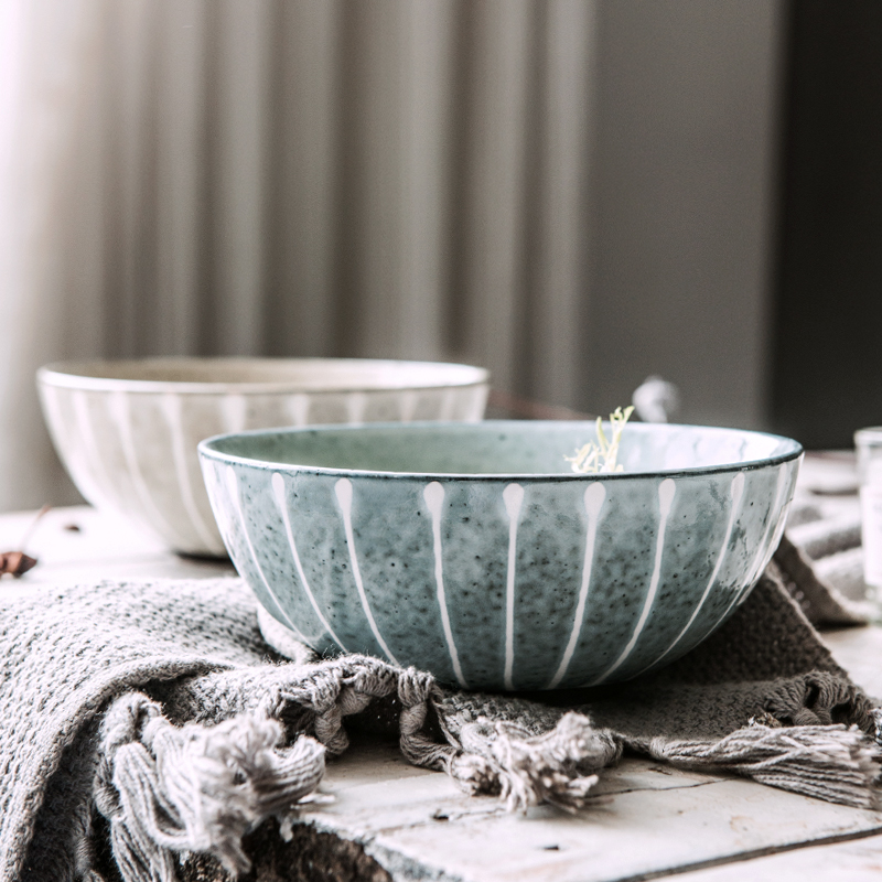 Lototo Japanese ceramic bowl creative streaks dessert salad bowl home eat rice bowl to pull rainbow such as bowl soup bowl bowl for breakfast