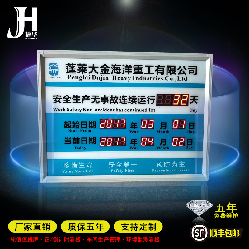 Customized waterproof outdoor professional accident-free display screen electronic kanban countdown for continuous safe production days