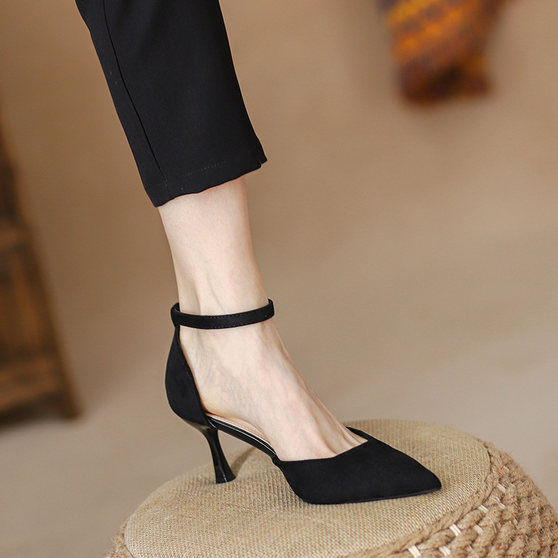 High-Heeled Shoes for Women, Stiletto Heels, Versatile, Summer-Friendly, Comfortable, Black Closed-Toe Sandals, Mid-Heel, Fairy Style, Single Strap Buckle Shoes High-Heeled Shoes for Women, Stiletto Heels, Versatile, Summer-Friendly, Comfortable, Black Closed-Toe Sandals, Mid-Heel, Fairy Style, Single Strap Buckle Shoes