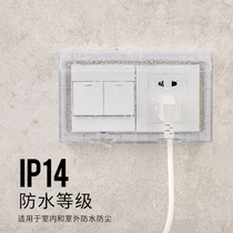 Double 86 type full transparent switch socket waterproof box splash box Bathroom kitchen outdoor power protection cover