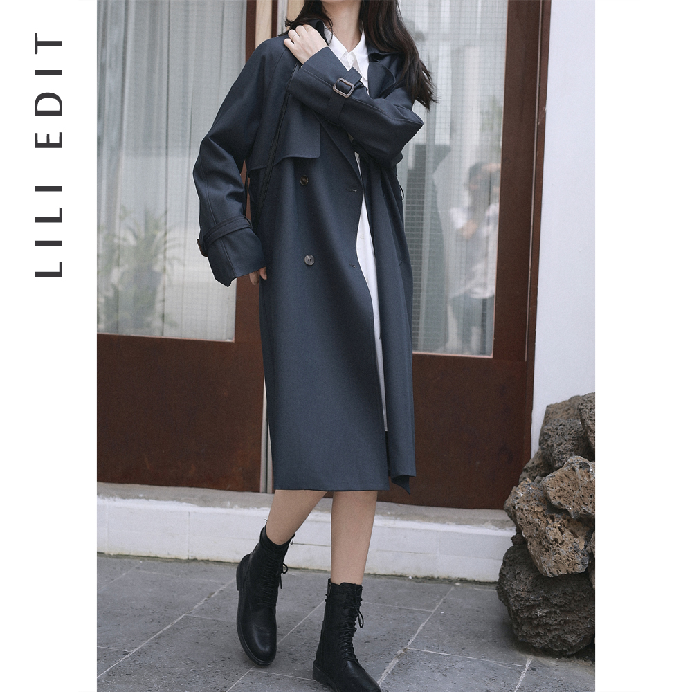 LILI mid-length windbreaker jacket women's 2020 new loose drape and thin belted coat with decoration
