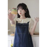 Летнее платье, джинсовые подтяжки, мини-юбка, свежая юбка, коллекция 2022, яркий броский стиль