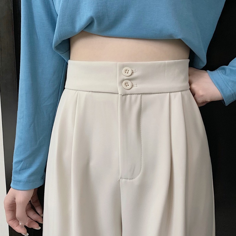 Suit pants women's cigarette pipe straight black 2023 new style burst small straight vertical high waist autumn and winter wide legs