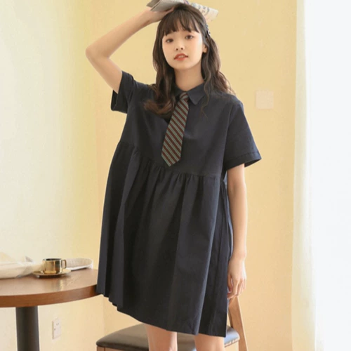 Весеннее платье, длинная юбка, коллекция 2023, французский стиль, подходит для подростков, воротник поло